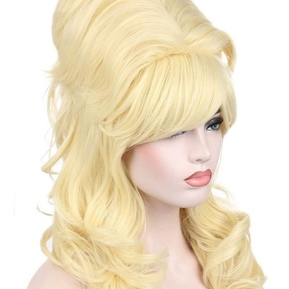 Blonde Long Curly Wavy Beehive Wig - Picture 5 of 7